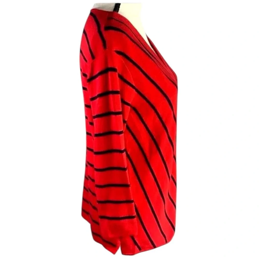 Talbots Red and Black V-Neck Sweater - Picture 5 of 6